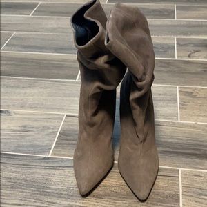 Suede high heeled boots